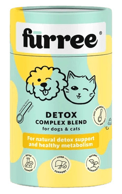 Fürree Detox Complex 100g – természetes méregtelenítő és májvédő por kutyáknak és macskáknak, visszazárható henger alakú papír dobozban