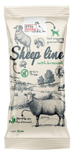 Syta Micha rágócsont báránnyal, brokkolival, tőzegáfonyával és kurkumával, 12cm – természetes fogtisztító snack kutyáknak