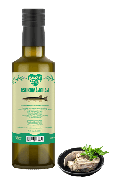 Barf Love Csukamájolaj kölyökkutyáknak, idős kutyáknak és macskáknak, természetes D-vitamin forrás